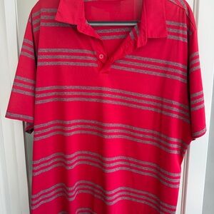 Adidas Red and Gray Striped Men's Shirt